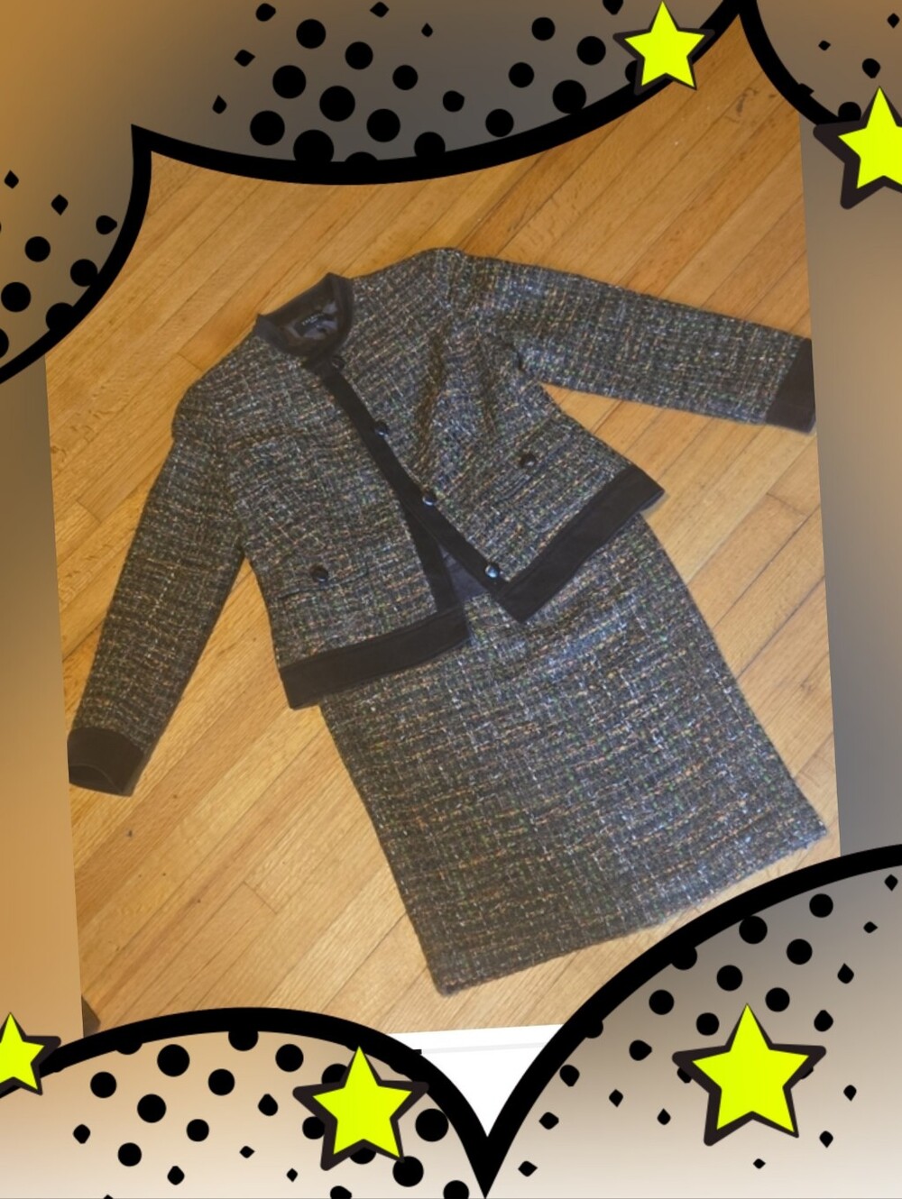 Talbots Chocolate  Tweed Jacket & Skirt Set Size 6p